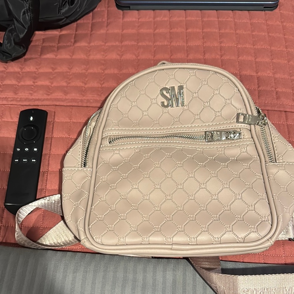 Steve Madden Mini Beige Quilted Backpack